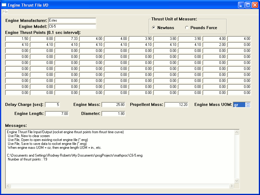 model rocket engines UI